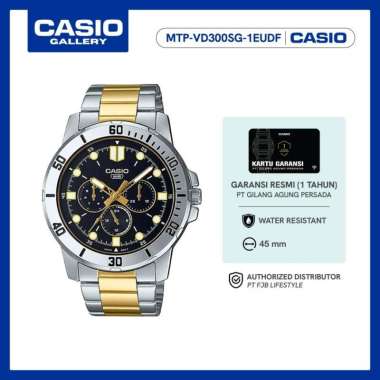 Casio Jam Tangan Original Pria MTP-VD300SG-1EUDF Analog Silver Gold