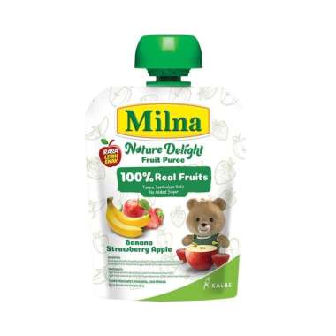 Milna Nature delight Fruit Pure - Yogurt bayi 1tahun+ - Yogurt buah asli BANANA STRAWBERRY