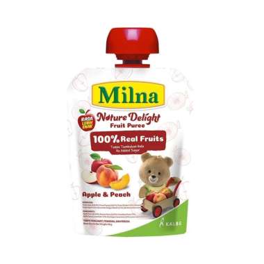 Milna Nature delight Fruit Pure - Yogurt bayi 1tahun+ - Yogurt buah asli APPLE PEACH