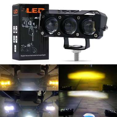 Fog Lamp 3 Mata Flood Light Led Lampu Tembak Laser Mini Super Bright 35 Watt Terang Aluminium Putih 