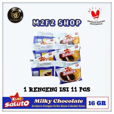 Klop Saluto Crackers Milky Chocolate | Biskuit Krekers Krim Cokelat Susu Sachet - 16 gr (Kemasan 1 R