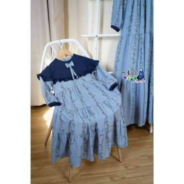 Gamis Anak Shabby | Nayla Kids | Gamis Motif Anak Set Jilbab Elegan Syari M Blue