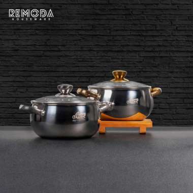 Agogo Soup Pot Panci Sup Ukuran 20-24cm Stainless Steel Silver & Gold 24cm Gold