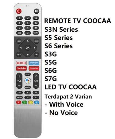 Remote SMART TV COOCAA 32S6G 40S5G WITH VOICE BLUETOOTH NETFLIX - No Voice No Voice