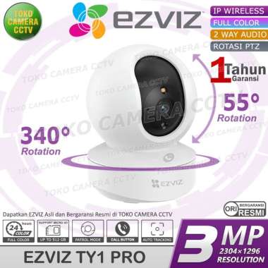 KAMERA CCTV WIFI SMART IP CAMERA EZVIZ 3MP ROTASI 360 AUDIO INDOOR COLORVU MEMORI 512GB