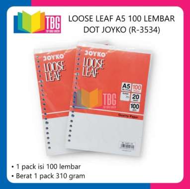 1 PACK (100 LEMBAR) LOOSE LEAF A5 DOT JOYKO/ ISI BINDER TITIK2/ ISI BINDER DOT/REFILL BINDER (R-3534