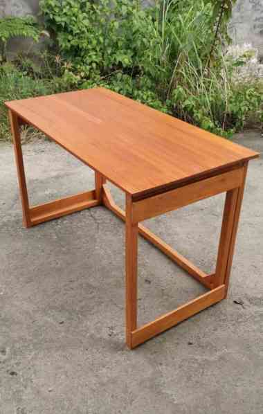 Meja Lipat 120x60 Tinggi 75 cm Full Kayu Solid Kaki Putih - Tinggi 80 cm