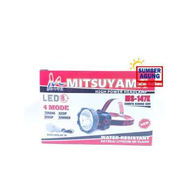 Mitsuyama Senter Kepala Kuning MS147K Sinar Cahaya Yellow Asli Dari Mata LED 50W Bonus Bohlam DC 7W