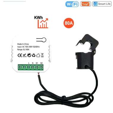 Tuya Smart Energy Meter 80A WiFi with Current Transformer Clamp kWh