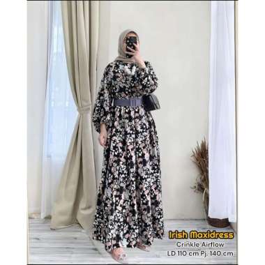 Najmi Dress - Dress Wanita Maxmara Gamis Terbaru Lengan Panjang Baju Muslim Kekinian LD 110 cm Irish