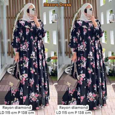 Najmi Dress - Dress Wanita Maxmara Gamis Terbaru Lengan Panjang Baju Muslim Kekinian LD 110 cm Mezor