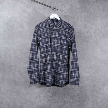 Kemeja BURBERRY SHEFFORD CHECK GREY LONG SHIRT 100% ORIGINAL L