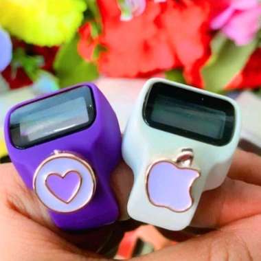 Tasbih Digital Mini LED Cincin Ring Cantik Swarovski Clover Ungu
