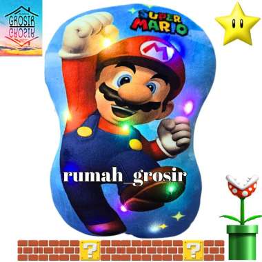 (Rumah Grosir) Bantal Boneka Super Mario Bross Luigi Bowser Toad Yoshi LED Lampu FULLBODY MARIO LED
