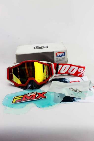 Goggle 100 persen racecraft Biasa Kacamata Helm Trail Enduro Mx merah Putih