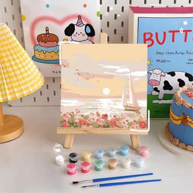 OEM SK-A110 Paint By Number Kit 20x20cm Kanvas Siap Lukis / DIY Canvas Acrylic Aesthetic / Diy Digit