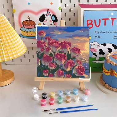 OEM SK-A110 Paint By Number Kit 20x20cm Kanvas Siap Lukis / DIY Canvas Acrylic Aesthetic / Diy Digit