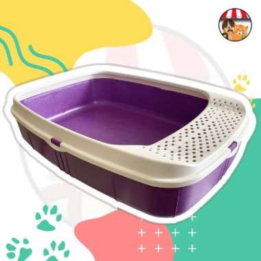 Litter Box Pan Deluxe Jumbo - Cat Litter Box Cat Toilet Tempat Pasir Kucing Warna