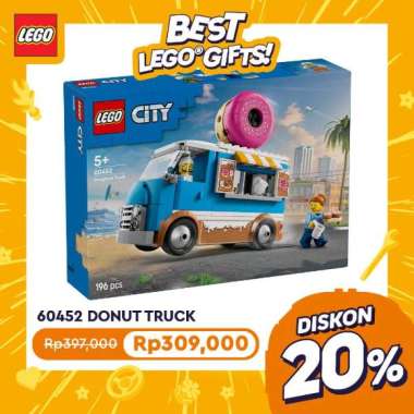 LEGO City 60452 Donut Truck (196 Pieces), Mainan, Building Block, Toys