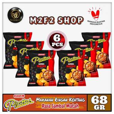 Piattos Keripik Kentang Rasa Sambal Matah | Snack Makanan Ringan Bag - 68 gr (Kemasan 6 Pcs)