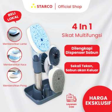 Starco Sikat Dapur Pembersih Dispenser 4 in 1 Cuci Piring Spons Multifungsi