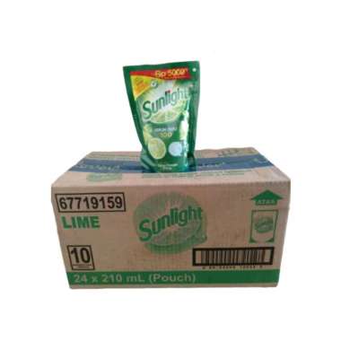 Sunlight Jeruk Nipis Cairan Pencuci Piring Pouch 210ml (1 dus/24 pcs)