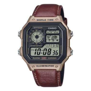 CASIO ORIGINAL - CASIO AE-1200WHL-5AVDF CASIO AE 1200WHL 5A- JAM TANGAN PRIA JAM PRIA NG - Kulit CAS