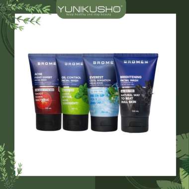 BROMEN Facial Wash Sabun Cuci Muka Pria untuk Kulit Kusam Berjerawat dan Kering Hijau Oil Control