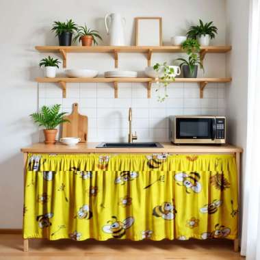 Berkah Saluyu - Gorden Kolong/Korden Kolong/Gorden Kolong Dapur/Motif Minimalis YellowBee