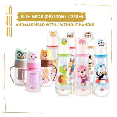 Lakuku - Lusty Bunny Botol Dot Susu Slim Neck Animal Handle Head 125ml 250ml 125 ml Yellow Duck