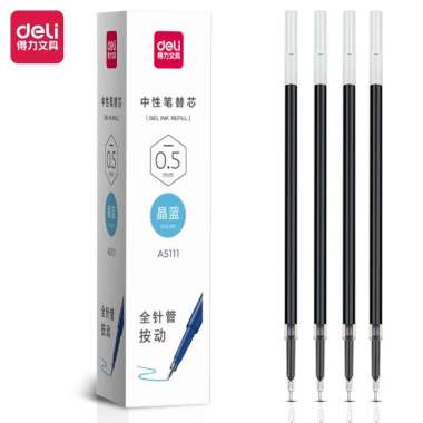 Deli Isi Tinta Pulpen Gel Cetek Retracable Gel Ink Refill 0.5mm A5111 Biru
