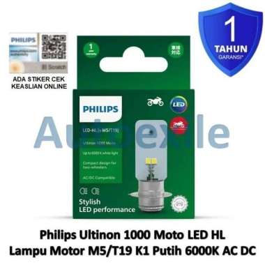 Philips LED M5 T19 H6 P15d-25-1 Kaki1 AC DC Original Lampu Motor 1000 Moto AC DC