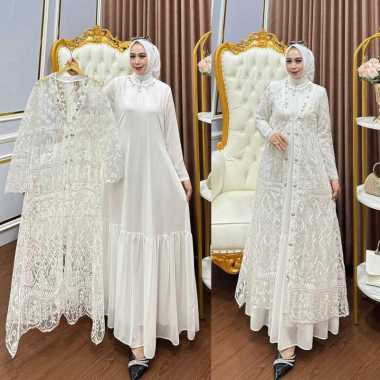 Kiukiu Arimbi Set Outer Brukat - Gamis Outer Baju Gamis Wanita Drress Muslimah Mewah Elegan Gamis Br