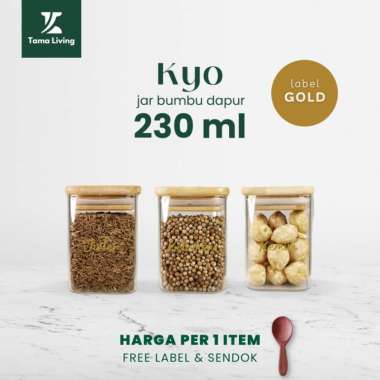 TAMA LIVING Kyo Jar Bumbu Dapur Gula Kopi Teh 230 ml Label Gold Tempat Bumbu Toples Bumbu Dapur Jar 