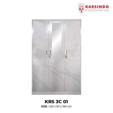 Lemari Pakaian / Lemari baju / Wardrobe Besi 3 Pintu KRS C301