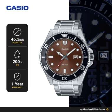 Casio General MDV-107D-5AVDF Jam Tangan Pria Analog Original Silver WR 200 Meter
