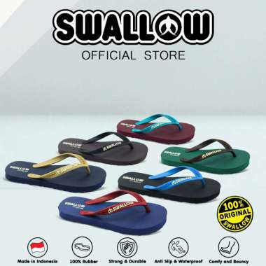 Swallow Sandal Jepit Alpha - Sendal Karet Dewasa Pria Wanita Anti Selip Black 11