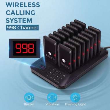 Wireless Calling System Restaurant Mesin Antrian 16 Pager