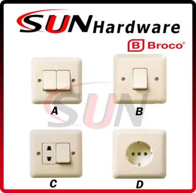 Saklar Tunggal Seri Engkel Stop Kontak Colokan Listrik Broco New Gee Ib Inbow Tanam Tembok Dinding B