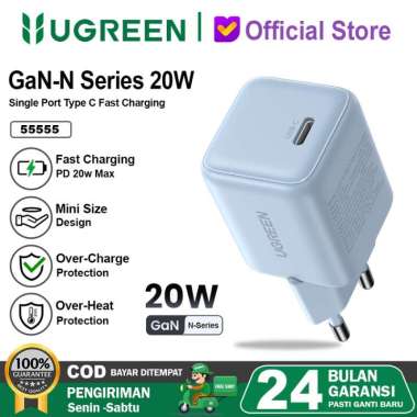 UGREEN Kepala Charger iPhone 15 Series PD Fast Charging 20w 25w 30w 55553 20W BLACK