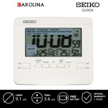 Jam Beker SEIKO Digital QHL086W Mat White Case White Dial 91cm Alarm Clock Desk