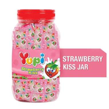 Permen Yupi Hati Strawberry Kiss Kaleng [300gr]