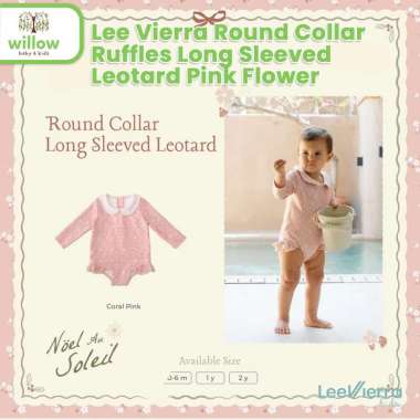 Pakaian Renang Anak - Lee Vierra Round Collar Ruffles Long Sleeved Leotard uk. 2 Pink Flower