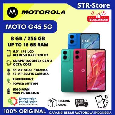 MOTOROLA MOTO G45 5G 8/256 GB GARANSI RESMI MOTOROLA NFC MOTO G45 8/256 GB UP TO 16 GB RAM - MOTO G4