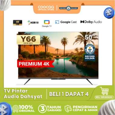 TERBARU COOCAA TV 50 inch Y66 - 4K Google TV - S AI Engine - MEMC - HDR10/HLG - Find My Remote - Eye