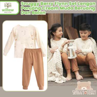 Baju Setelan Anak - Snuggy Berry Flynn Set Lengan Panjang Cream Muda Beruang Dan Balon Udara 5-6Y