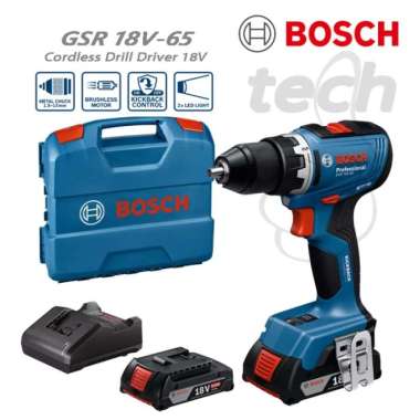 Mesin Bor Obeng Baterai Cordless Drill Driver 18V Bosch GSR 18V-65