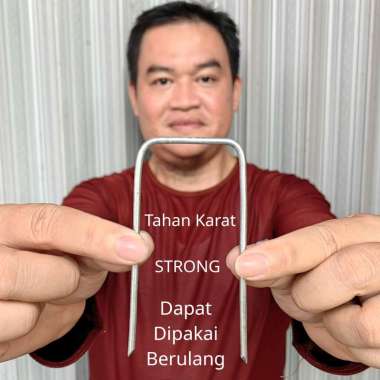 Weedmat Staples Paku Galvanis Rumput Sintetis Terpal Green House