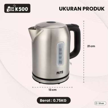 MITO MINI ELECTRIC KETTLE K500 K-500 K 500 PEMANAS AIR MITO KAPASITAS 1L 1L 1 LITER | Teko Listrik P