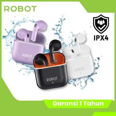 Earphone Airbuds ROBOT TWS Wireless Suara Bass Tipe T50S Chip Bluetooth 5.3 tahan percikan air Ungu